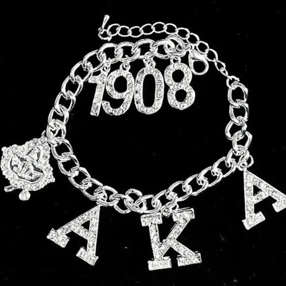 Alpha Kappa Alpha Austrian Crystal Charm Bracelet - Picture 1 of 4